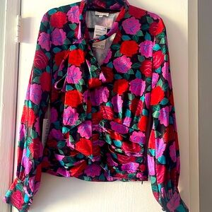 NWT Ronny Kobo rose floral printed long sleeve